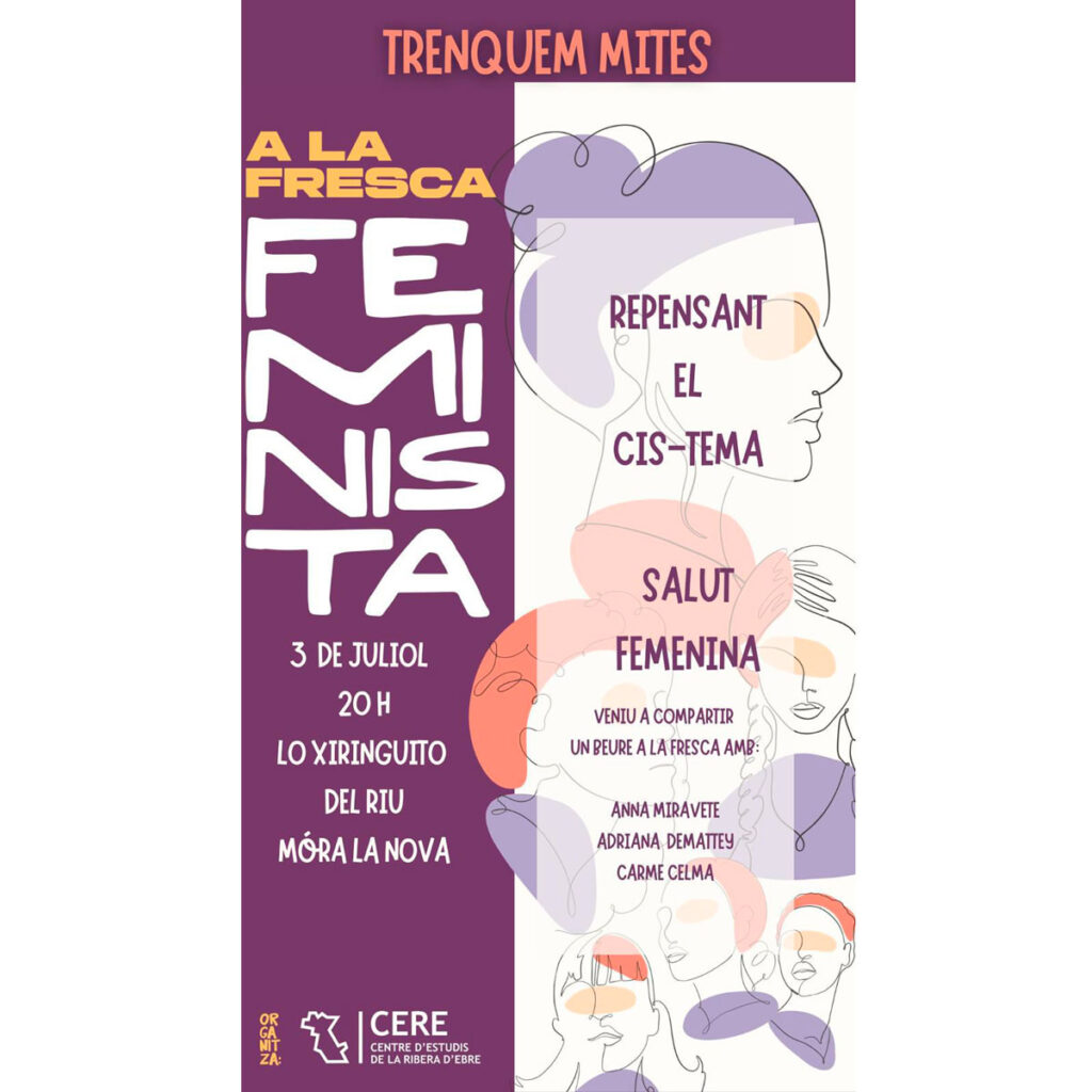 Cartell del taller "Trenquem mites, A la fresca en Feminista: Repensant el CIS-tema, salut femenina".
