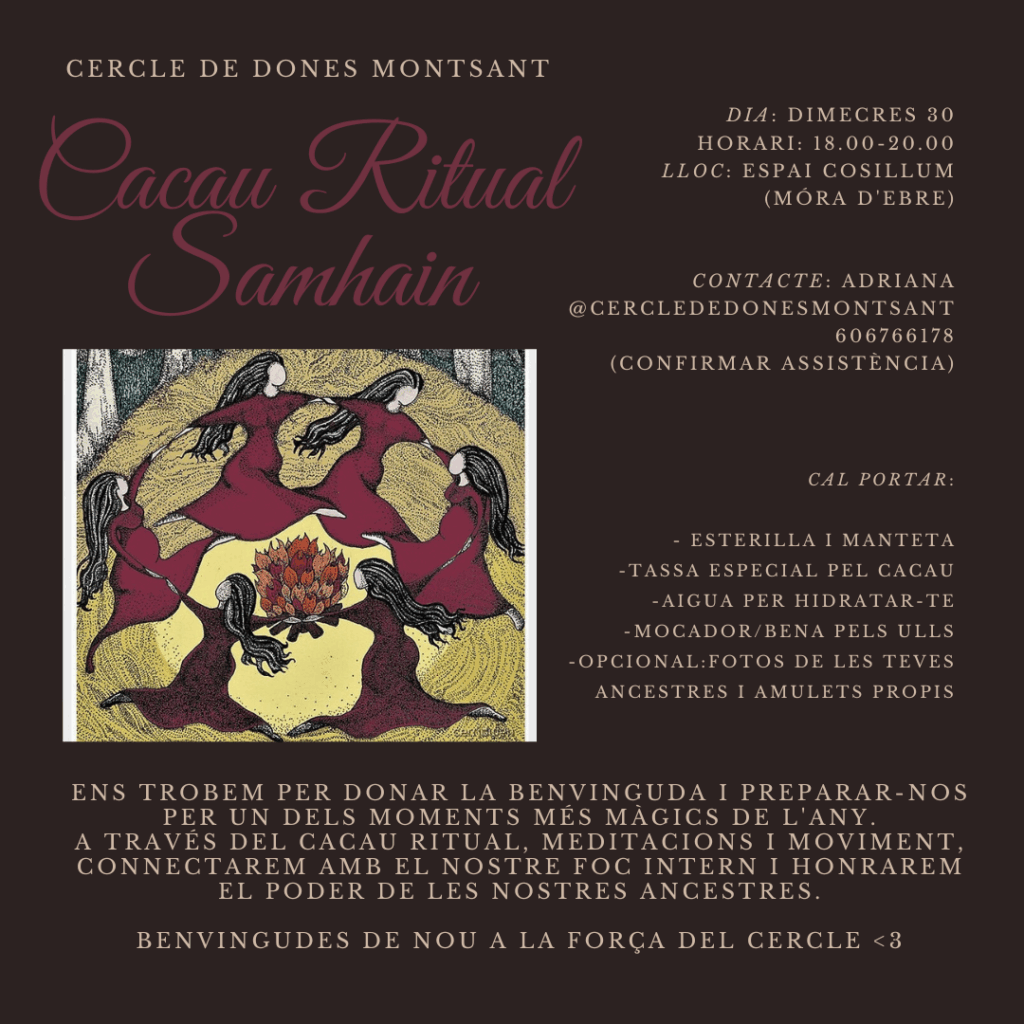 Cartell del taller de "Cacau Ritual Samhain".