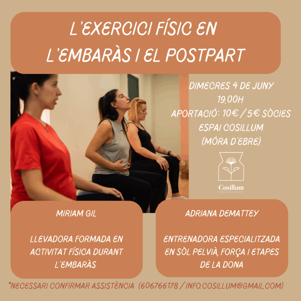 Cartell del taller "L'exercici físic en l'embaràs i el postpart".